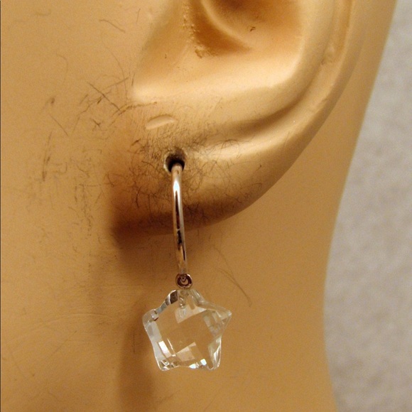 Vintage 14K GOLD rock crystal quartz star earrings - Picture 4 of 5